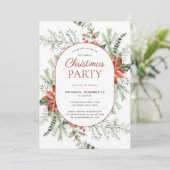 Modern Poinsettia Berry Greenery kerstfeest Kaart (Staand voorkant)