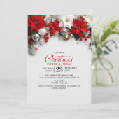 Modern Poinsettia Christmas Dinner and Drinks Kaart (Staand voorkant)