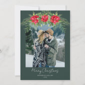 Modern Poinsettia Greenery Photo Feestdagenkaart (Voorkant)