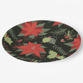Modern Poinsettia Holly Kerstmis Papieren Bordje (Gekanteld)