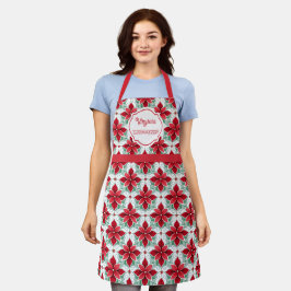 Modern Poinsettia patroon kerst chef witte achterg Schort
