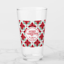 Modern Poinsettia patroon kerst witte achtergrond Glas