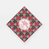 Modern Poinsettia pattern christmas black bg Servet (Hoek)
