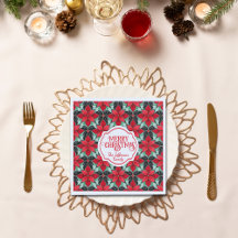 Modern Poinsettia pattern christmas black bg