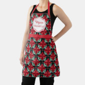 Modern Poinsettia pattern christmas chef black bg Schort (Insitu)
