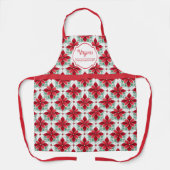 Modern Poinsettia pattern christmas chef white bg Schort (Voorkant)