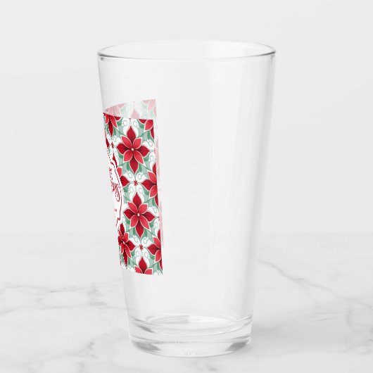 Modern Poinsettia pattern christmas white bg Glas (Links)