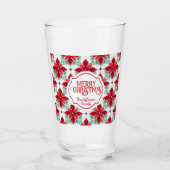 Modern Poinsettia pattern christmas white bg Glas (Voorkant)