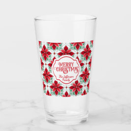 Modern Poinsettia pattern christmas white bg Glas