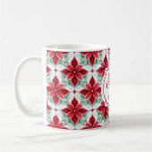 Modern Poinsettia pattern christmas white bg Koffiemok (Links)