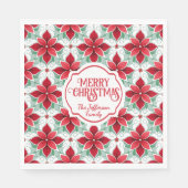 Modern Poinsettia pattern christmas white bg Servet (Voorkant)