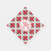 Modern Poinsettia pattern christmas white bg Servet (Hoek)