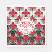 Modern Poinsettia pattern christmas white black bg Servet (Voorkant)