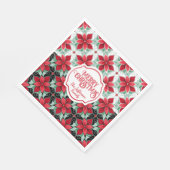 Modern Poinsettia pattern christmas white black bg Servet (Hoek)