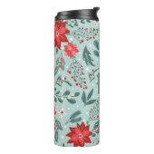 Modern Poinsettias en Berries Floral Monogram Thermosbeker (Gedraaid links)