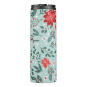 Modern Poinsettias en Berries Floral Monogram Thermosbeker (Achterkant)