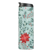 Modern Poinsettias en Berries Floral Monogram Thermosbeker (Geroteerd rechts)