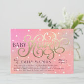 Modern pok Dot Surprise Boy Gold Foil Baby shower Kaart (Staand voorkant)