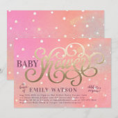 Modern pok Dot Surprise Boy Gold Foil Baby shower Kaart (Voorkant / Achterkant)