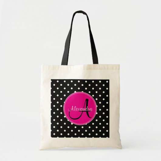 Modern poka stip monogram initiaal naampatroon tote bag (Voorkant)