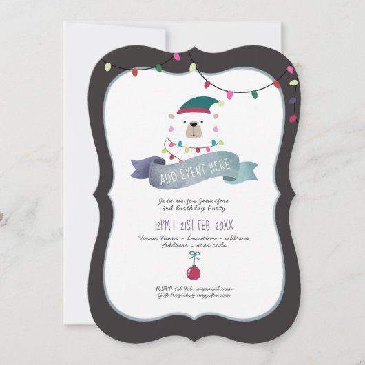 Modern Polar Beer Kerst Uitnodiging ELK EVENEMENT (Voorkant)