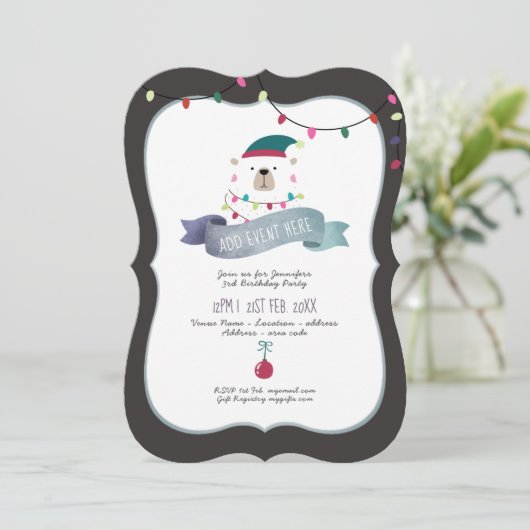 Modern Polar Beer Kerst Uitnodiging ELK EVENEMENT (Staand voorkant)