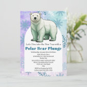 Modern Polar Beer Plunge Nieuwjaarsfeest Kaart (Staand voorkant)