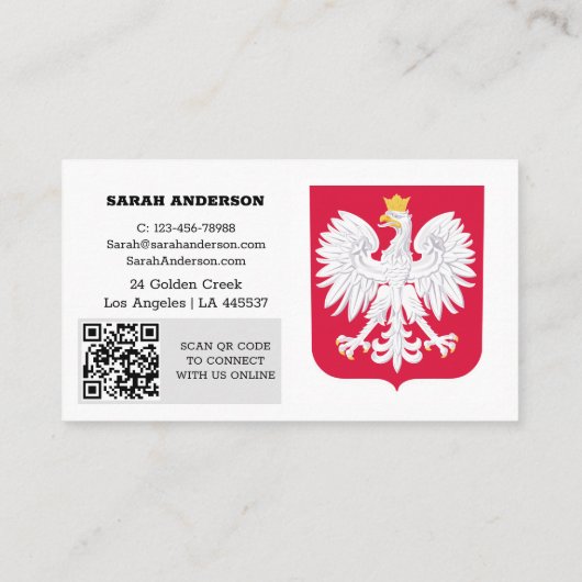 Modern Polen, Visitekaartje, Poolse vlag/QR-code Visitekaartje (Achterkant)