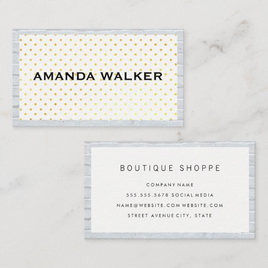 Modern Polka Dot | Brick Border Visitekaartje (Voorkant / Achterkant)