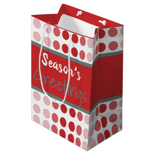 Modern Polka Dot Medium Cadeauzakje (Voorkant Gekanteld)