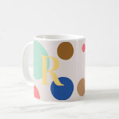 Modern polka dot monogram koffiemok (Voorkant links)