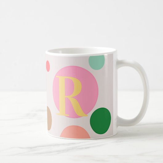 Modern polka dot monogram koffiemok (Rechts)