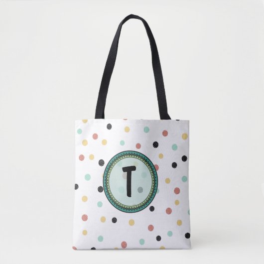 Modern Polka-Dot Monogram Ontwerp Tote Bag (Voorkant)