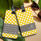 Modern Polka Dot Pattern met Monogram Bagagelabel