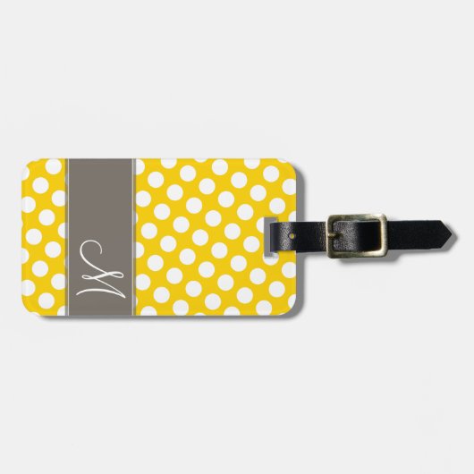 Modern Polka Dot Pattern met Monogram Bagagelabel (Voorkant horizontaal)