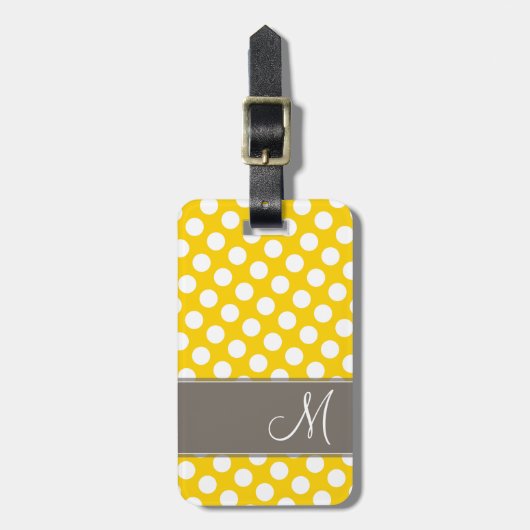 Modern Polka Dot Pattern met Monogram Bagagelabel (Voorkant verticaal)