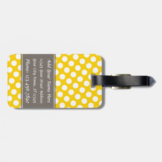 Modern Polka Dot Pattern met Monogram Bagagelabel (Achterkant horizontaal)