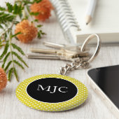 Modern Polka Dot Personalized Button Key Ring Sleutelhanger (Zijkant)
