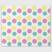 Modern Polka Dot Pink Yellow Aqua Party Cadeaupapier (Vlak)