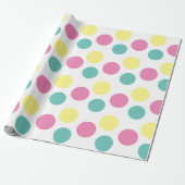 Modern Polka Dot Pink Yellow Aqua Party Cadeaupapier (Uitgerold)