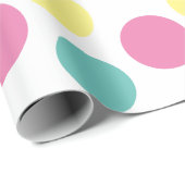 Modern Polka Dot Pink Yellow Aqua Party Cadeaupapier (Rol Hoek)