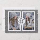 Modern, Polka Dot Two Foto kerstKaart grijs (Voorkant)