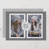 Modern, Polka Dot Two Foto kerstKaart grijs (Voorkant / Achterkant)