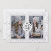 Modern, Polka Dot Two Photo Kerstman White Feestdagenkaart (Voorkant)
