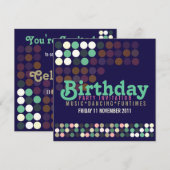 Modern Polka Dots Birthday Party Invitation Kaart (Voorkant / Achterkant)