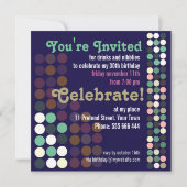 Modern Polka Dots Birthday Party Invitation Kaart (Achterkant)