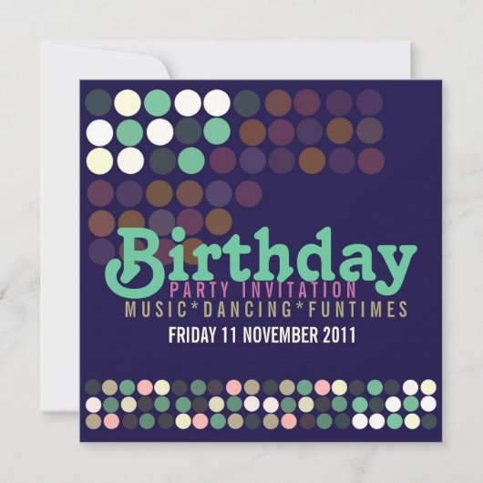 Modern Polka Dots Birthday Party Invitation Kaart (Voorkant)