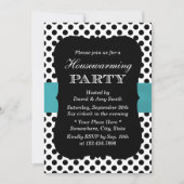Modern Polka Dots Blauwgroen Ribbon Housewarming P Kaart (Voorkant)