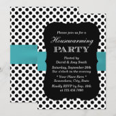 Modern Polka Dots Blauwgroen Ribbon Housewarming P Kaart (Voorkant / Achterkant)