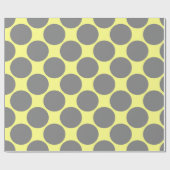 Modern Polka Dots inpakpapier | Grijs op geel (Vlak)
